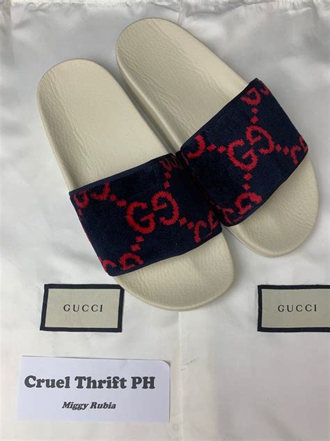 gucci terry cloth slides|GUCCI Terry Cloth GG Monogram Angelina Platform 55mm Slide .